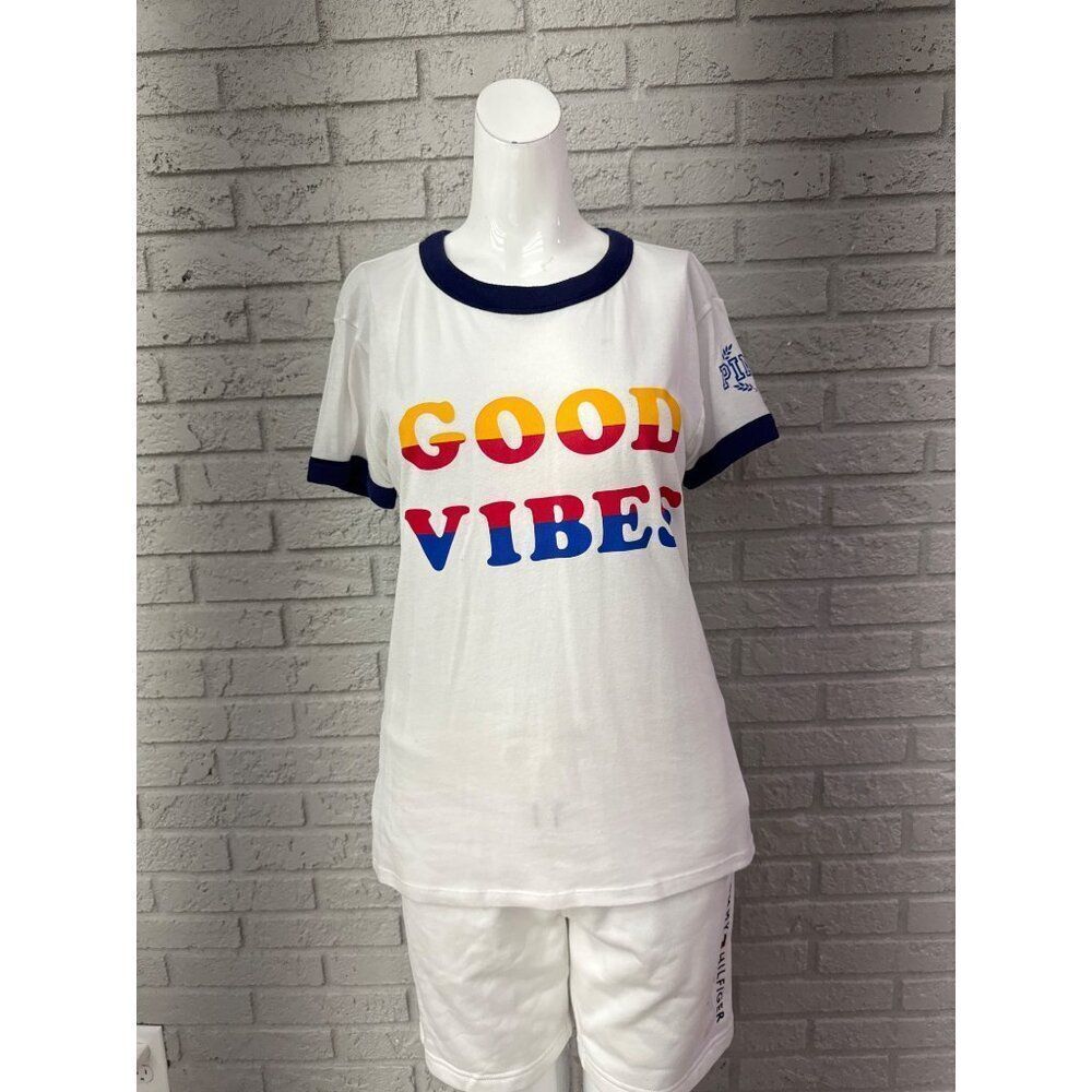 Pink Women Short Sleeve “GOOD VIBES “ T-Shirt Size XS
